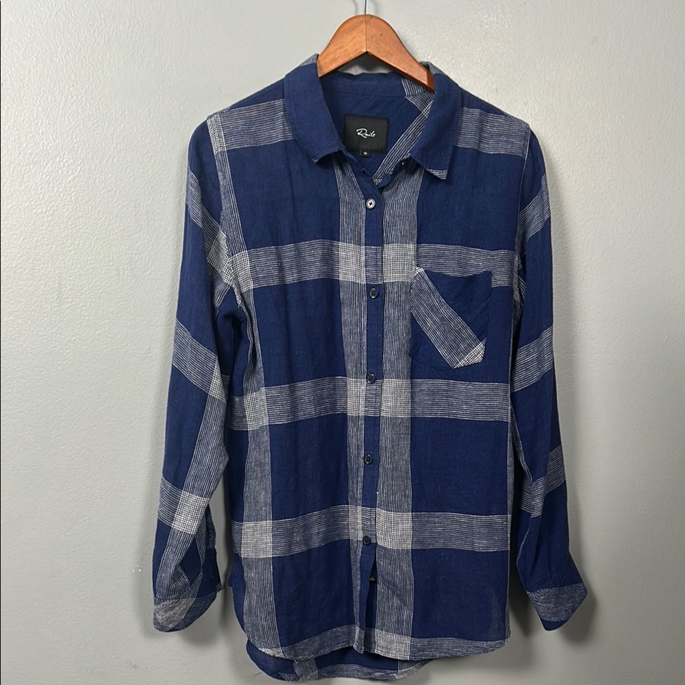 Rails Linen Blend Blue Plaid Women’s Shirt by Rails size XS